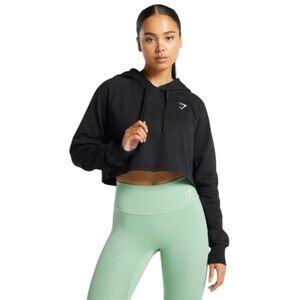 Gymshark Training Cropped Short Black Hoodie Sweatshirt Women’s Large